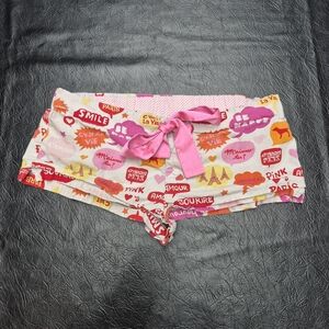 Pink Graphic Heart & Paris Print Sleep Shorts with Bow From 2006